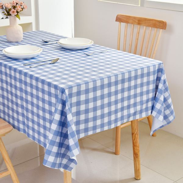 PVC Checkered Tablecloth-Rectangle - Navy Blue Plaid