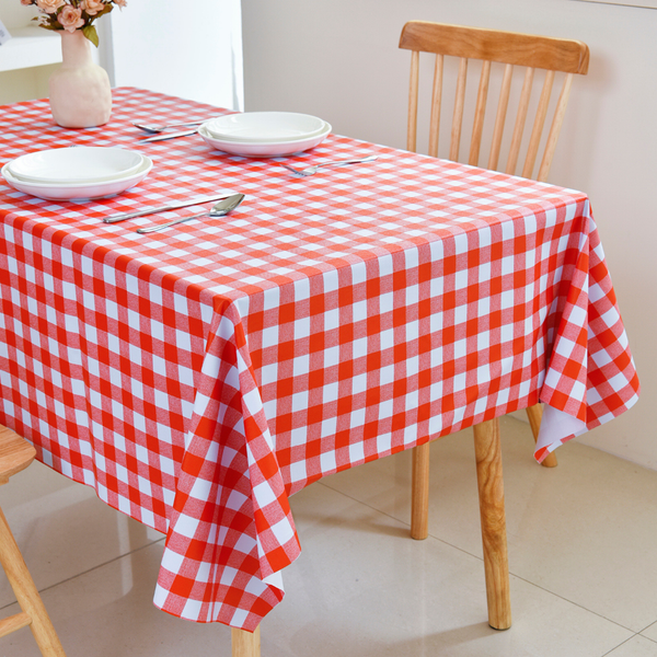 PVC Checkered Tablecloth-Rectangle - Red and White