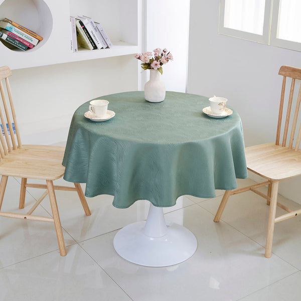 Ripple Texture Polyester Tablecloth-Round-Green