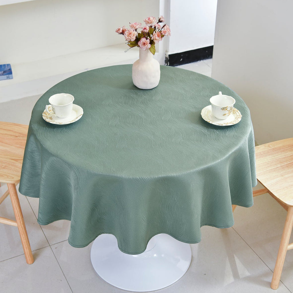 Ripple Texture Polyester Tablecloth-Round-Green