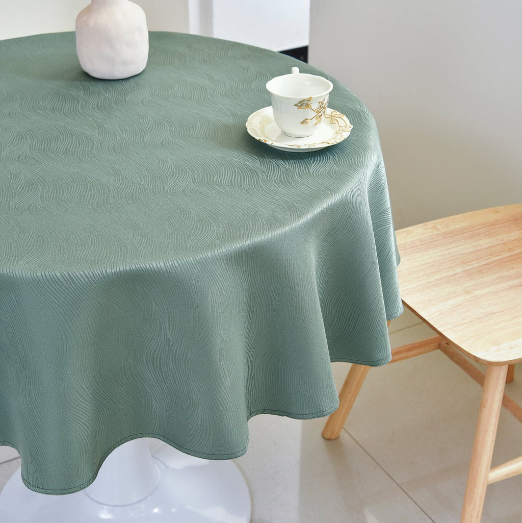 Ripple Texture Polyester Tablecloth-Round-Green