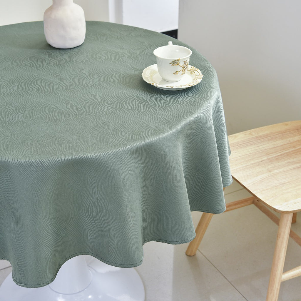 Rippling Wave Jacquard Tablecloth – Sage Green (Round)