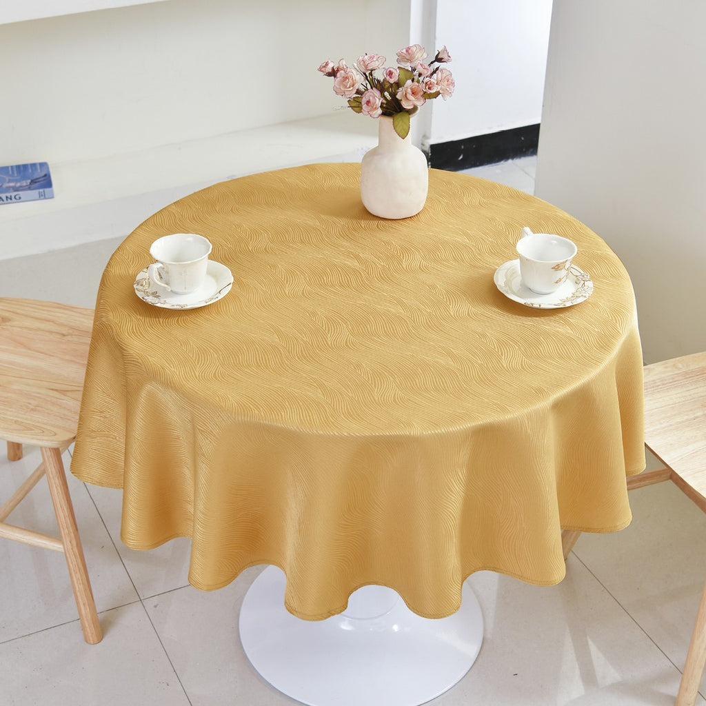 Rippling Wave Jacquard Tablecloth – Gold (Round)