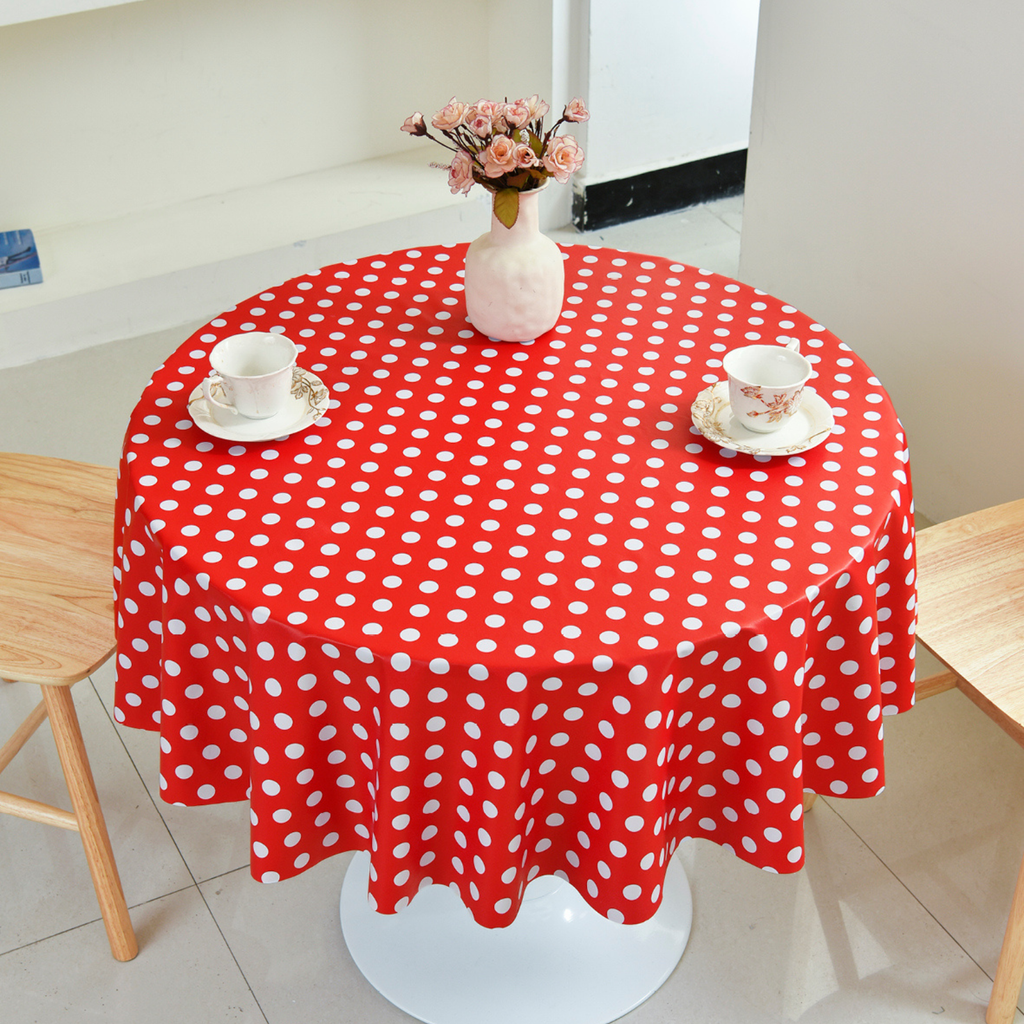 Waterproof PVC Dot Tablecloth-Round-F