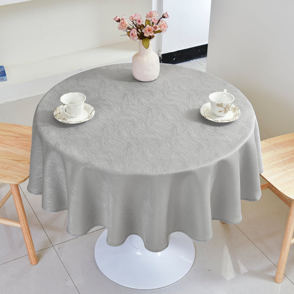 Ripple Texture Polyester Tablecloth-Round-Grey