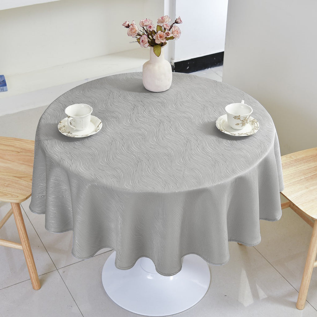 Rippling Wave Jacquard Tablecloth – Silver (Round)