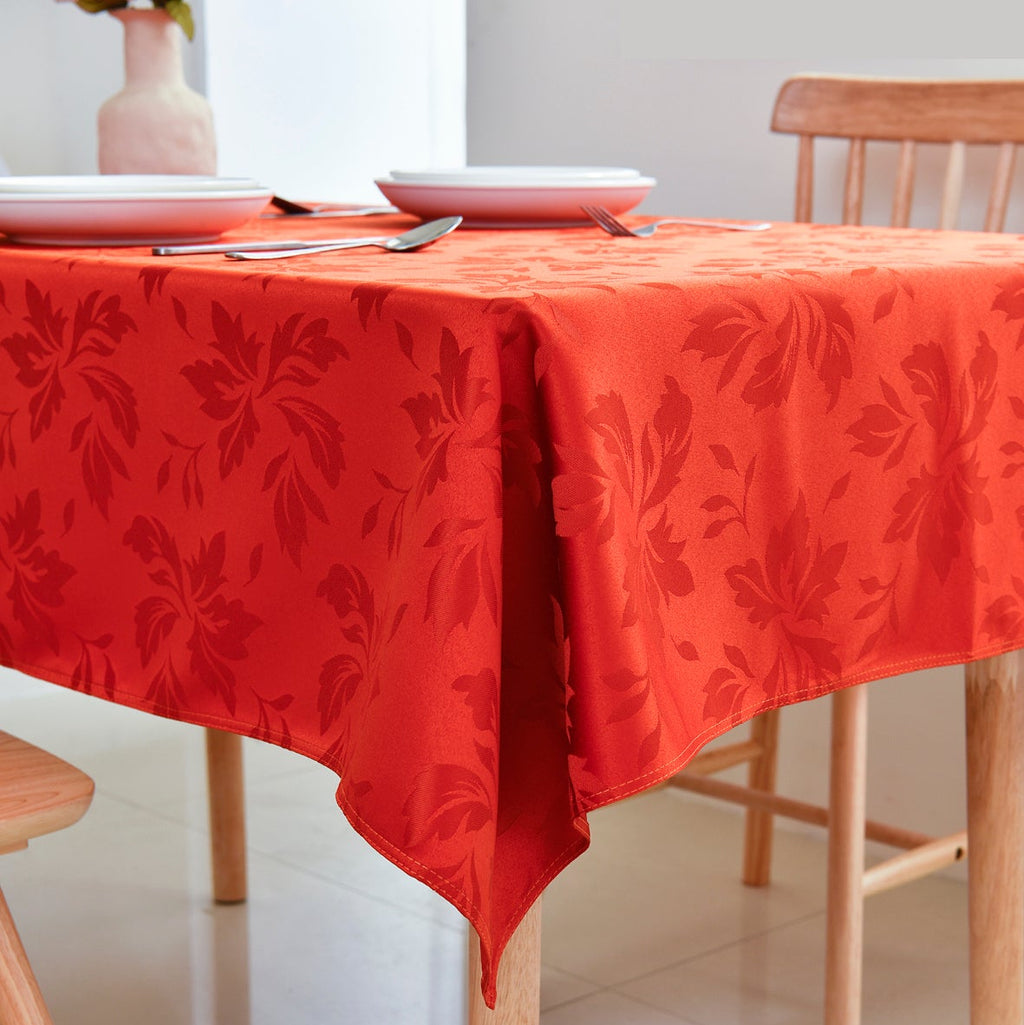 Floral Polyester Tablecloth- Rectangle-Orange