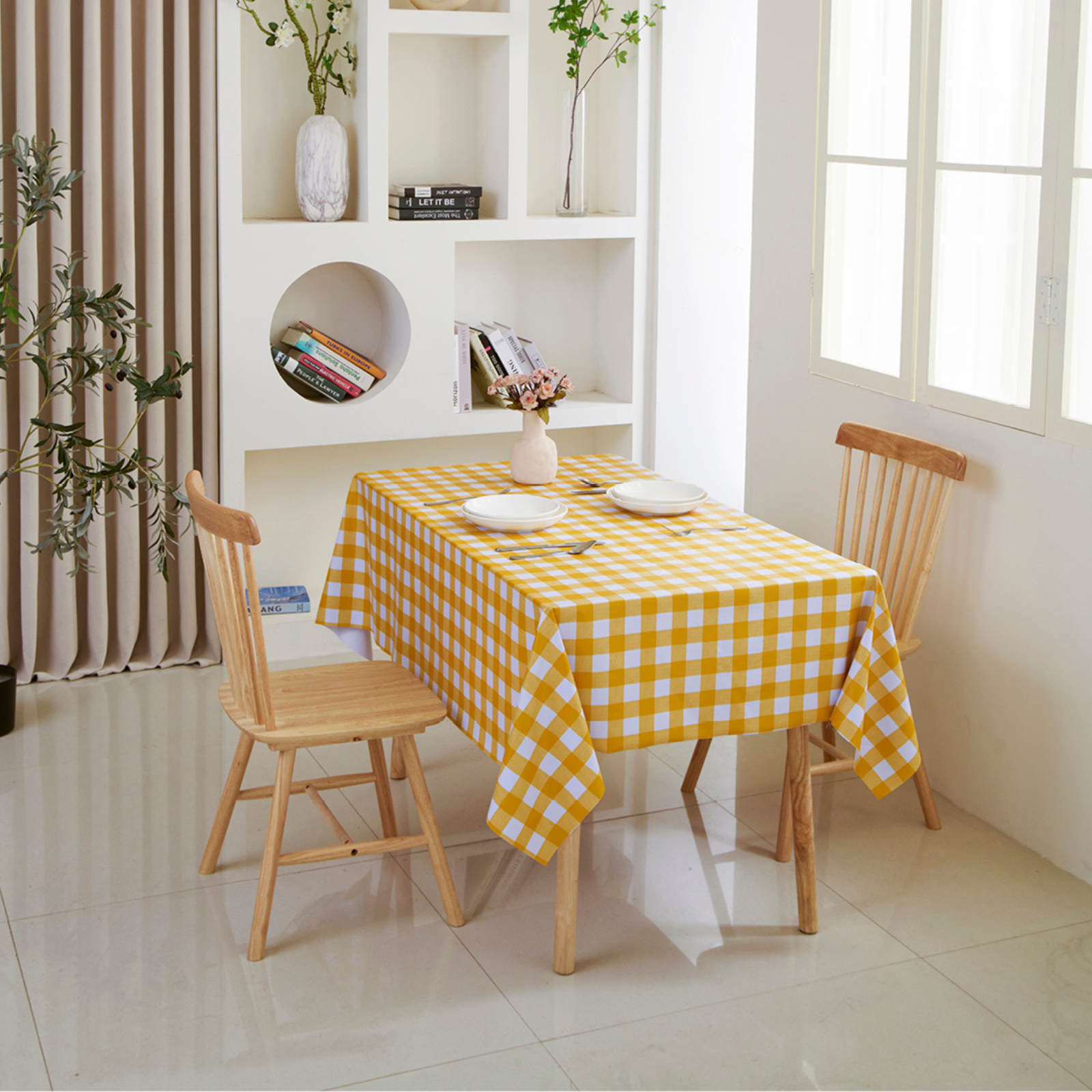 Waterproof PVC Checkered Tablecloth-Yellow
