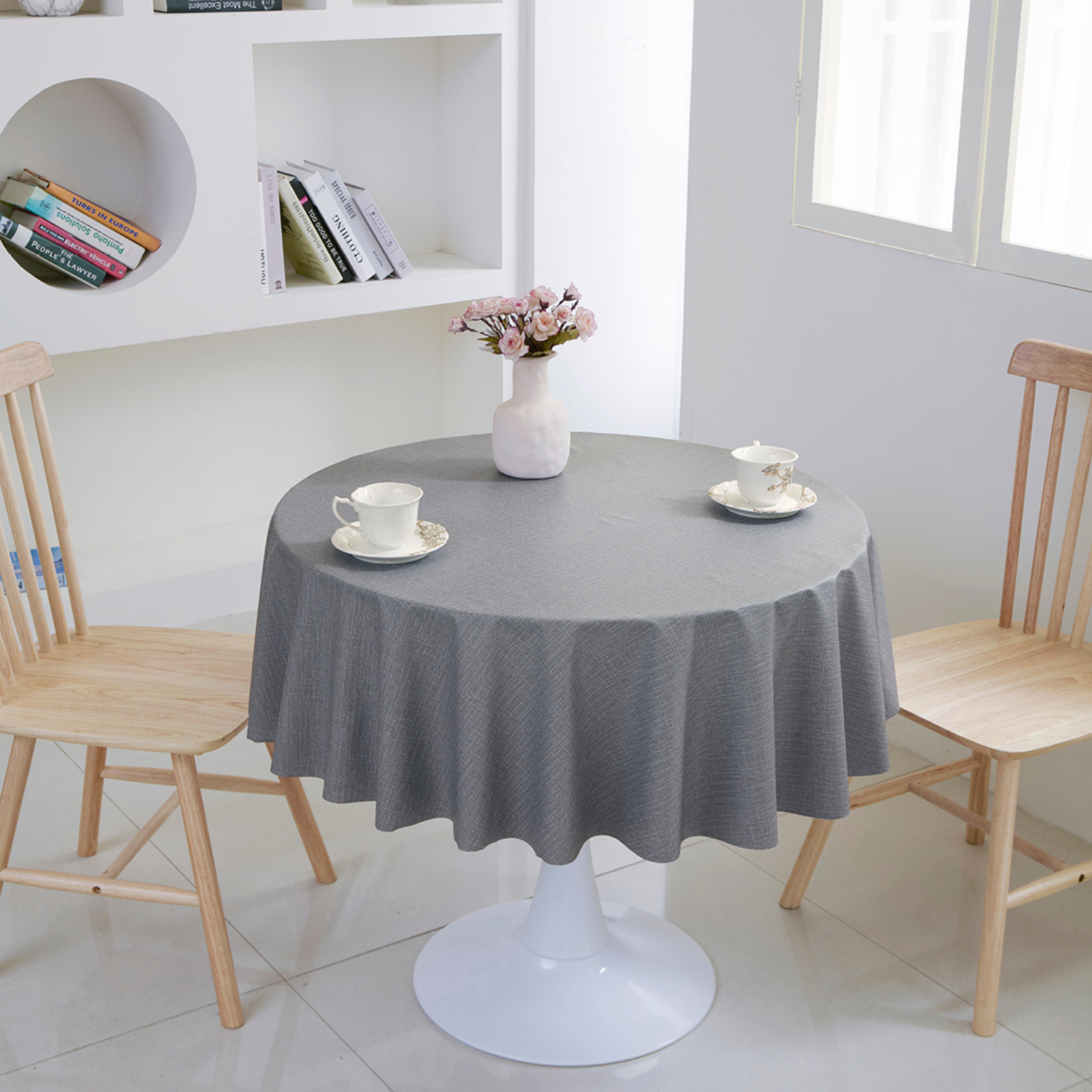 PVC Solid Color Tablecloth-Gray