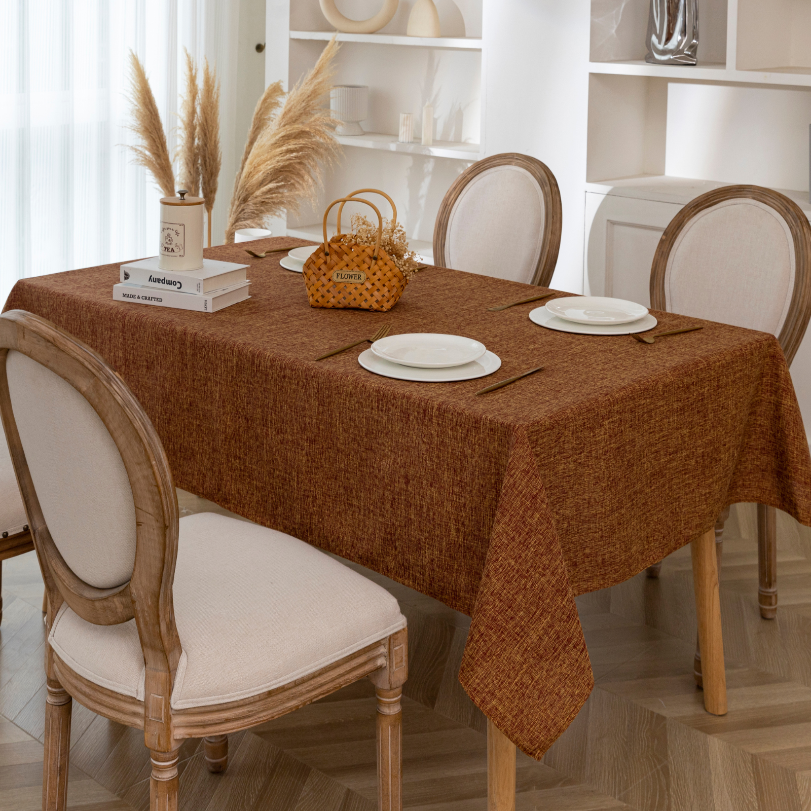 Textured Faux Linen Tablecloth