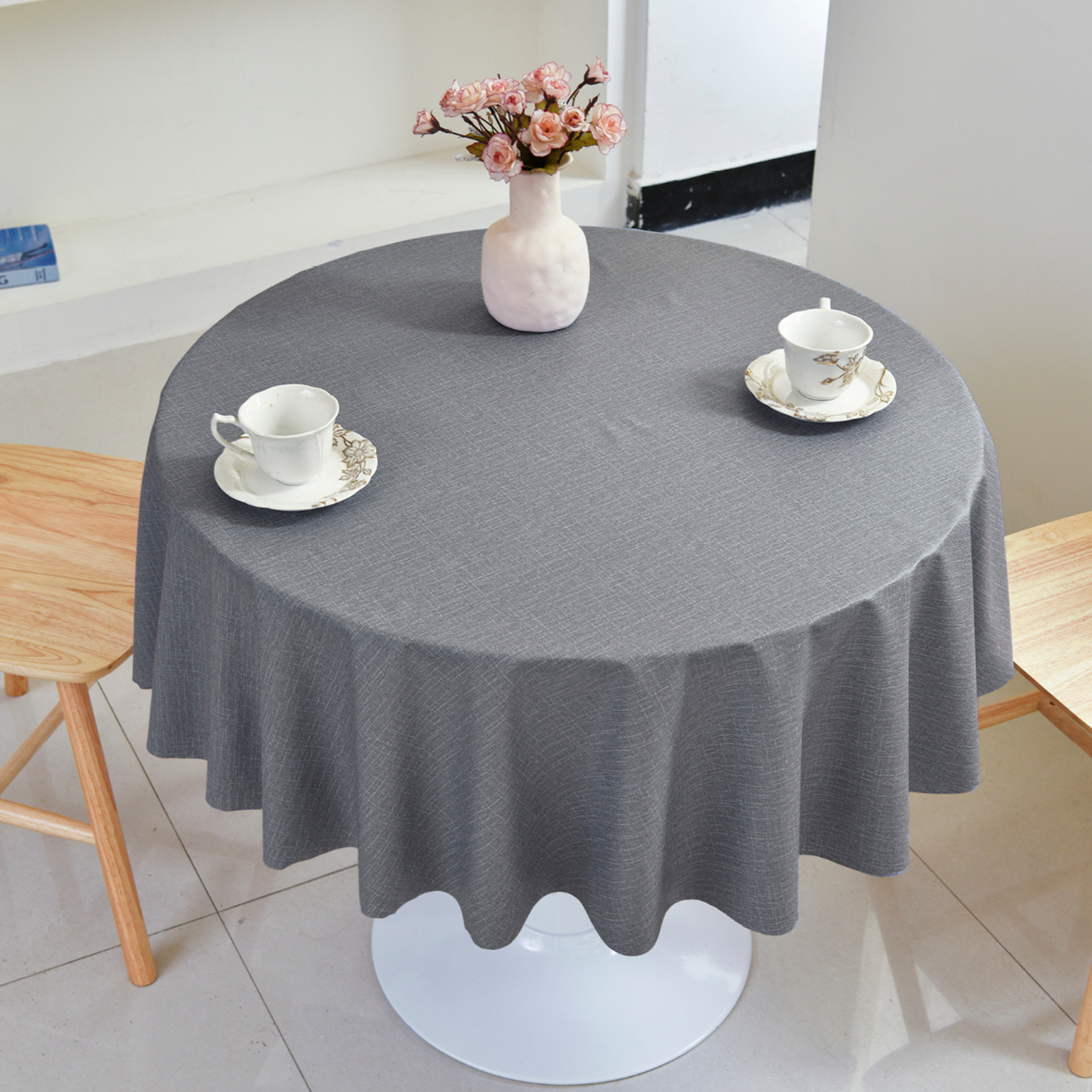 PVC Solid Color Tablecloth-Gray