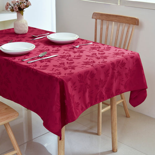 Floral Polyester Tablecloth- Rectangle-Burgundy