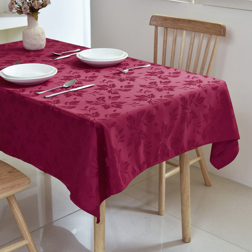 Classic Floral Jacquard Tablecloth – Burgundy (Rectangle)