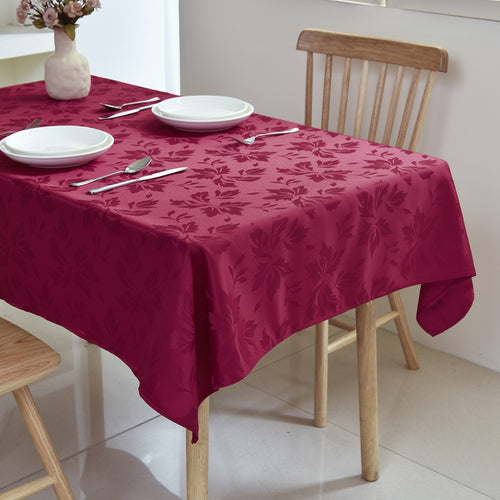 Classic Floral Jacquard Tablecloth – Burgundy (Rectangle)