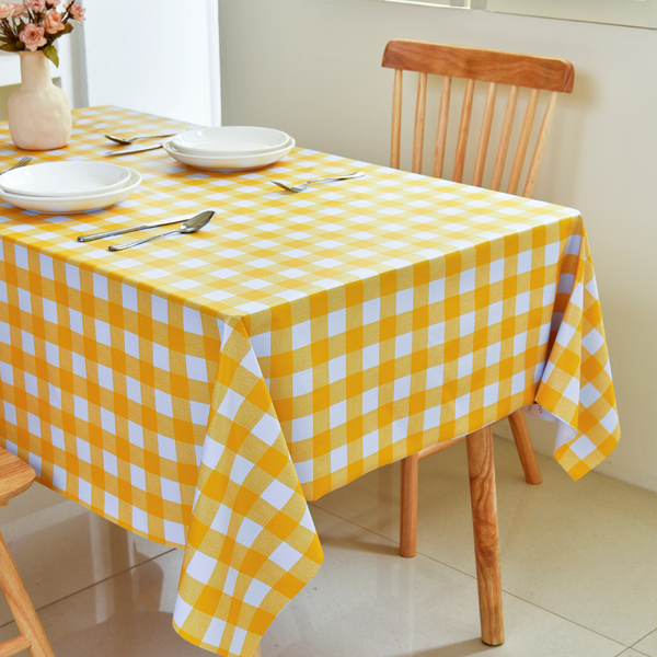 PVC Checkered Tablecloth-Rectangle - Yellow and White