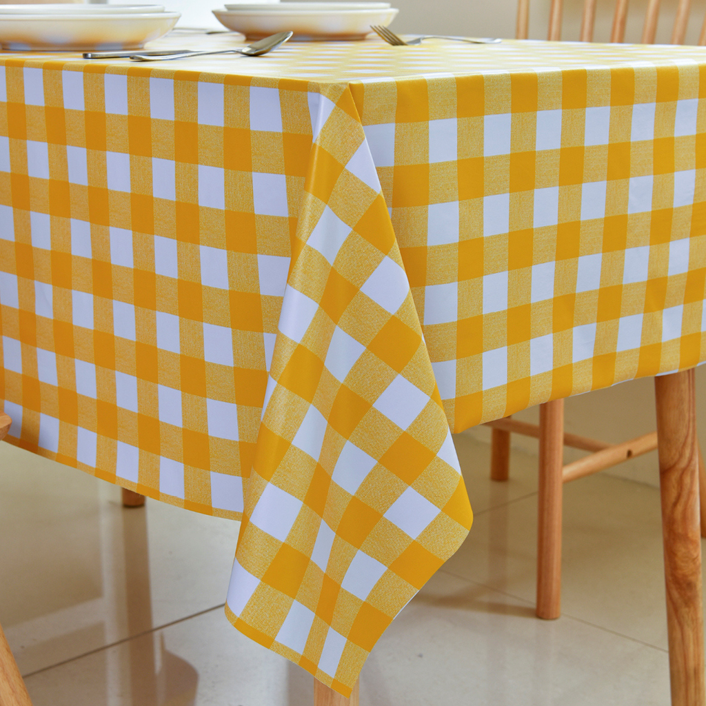 Waterproof PVC Checkered Tablecloth-Yellow