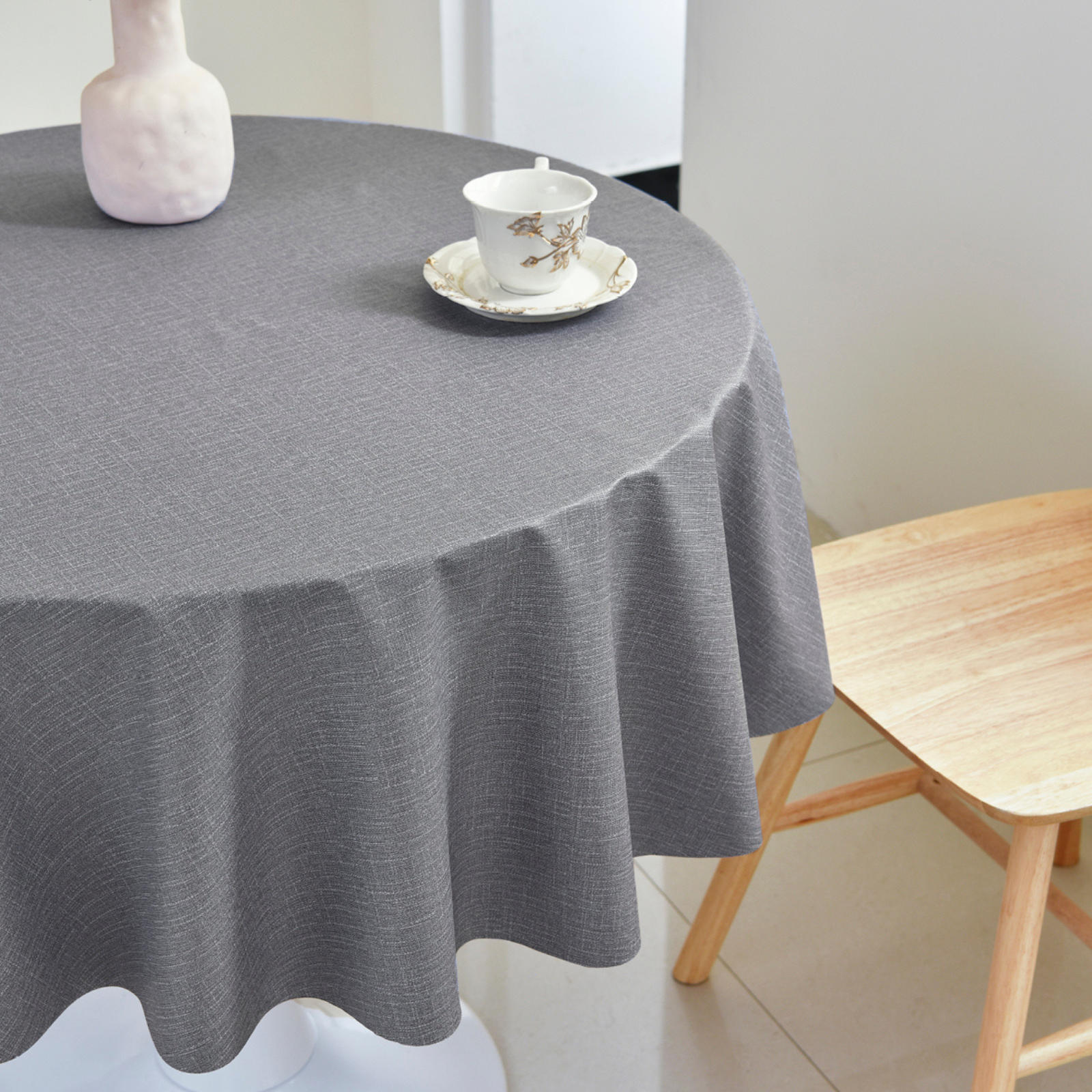 PVC Solid Color Tablecloth-Gray
