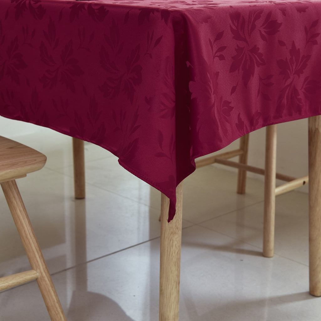 Classic Floral Jacquard Tablecloth – Burgundy (Rectangle)