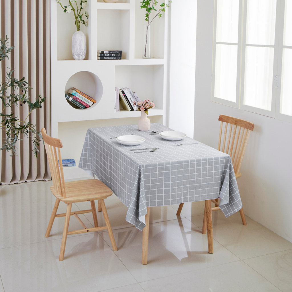 Waterproof PVC Checkered Tablecloth- gray-L
