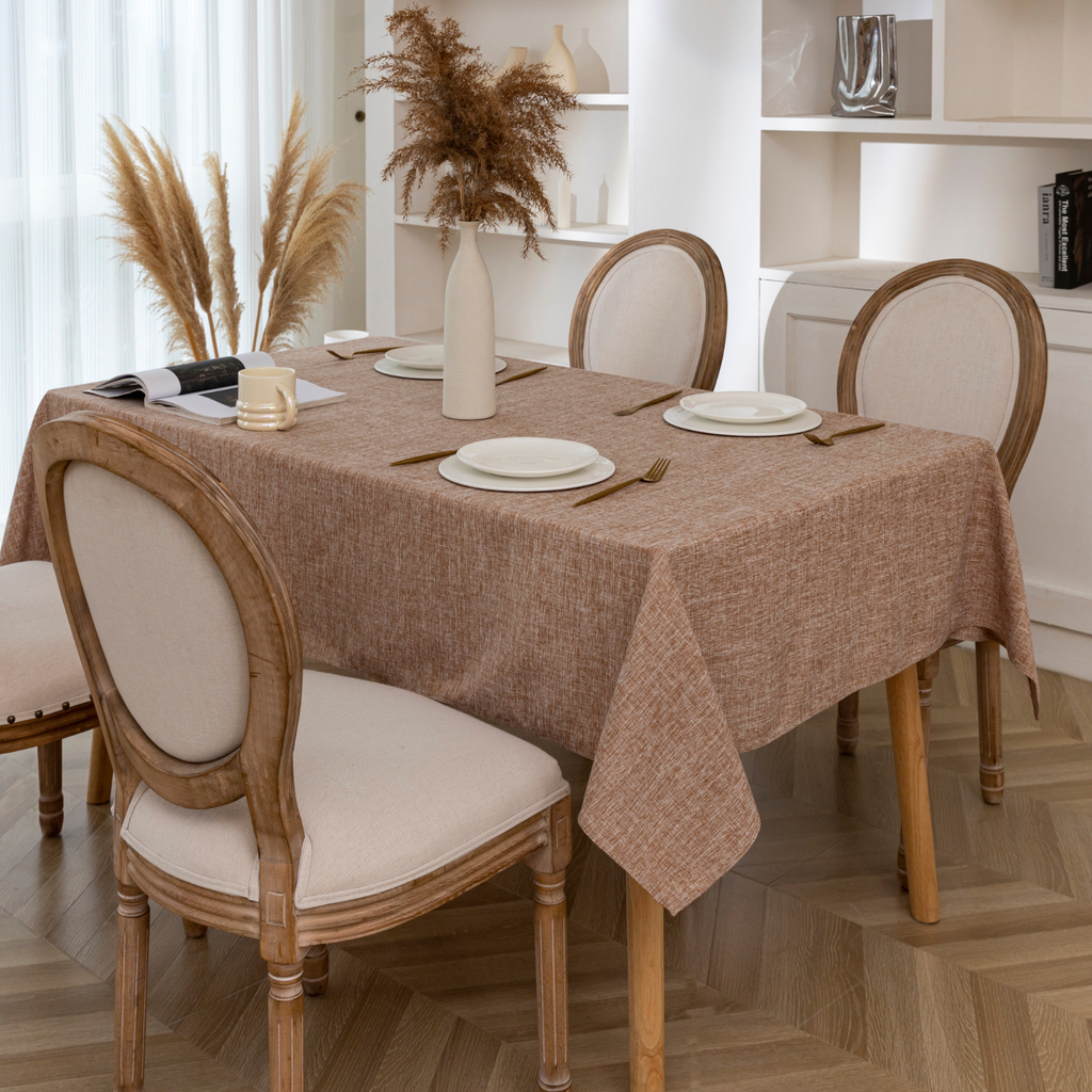 Textured Faux Linen Tablecloth