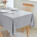 PVC Checkered Tablecloth-Rectangle-Grey and White