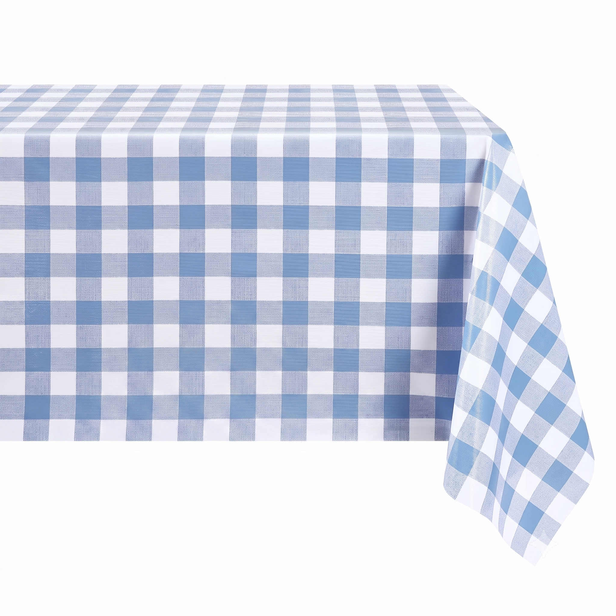 Waterproof PVC Checkered Tablecloth- Blue-L