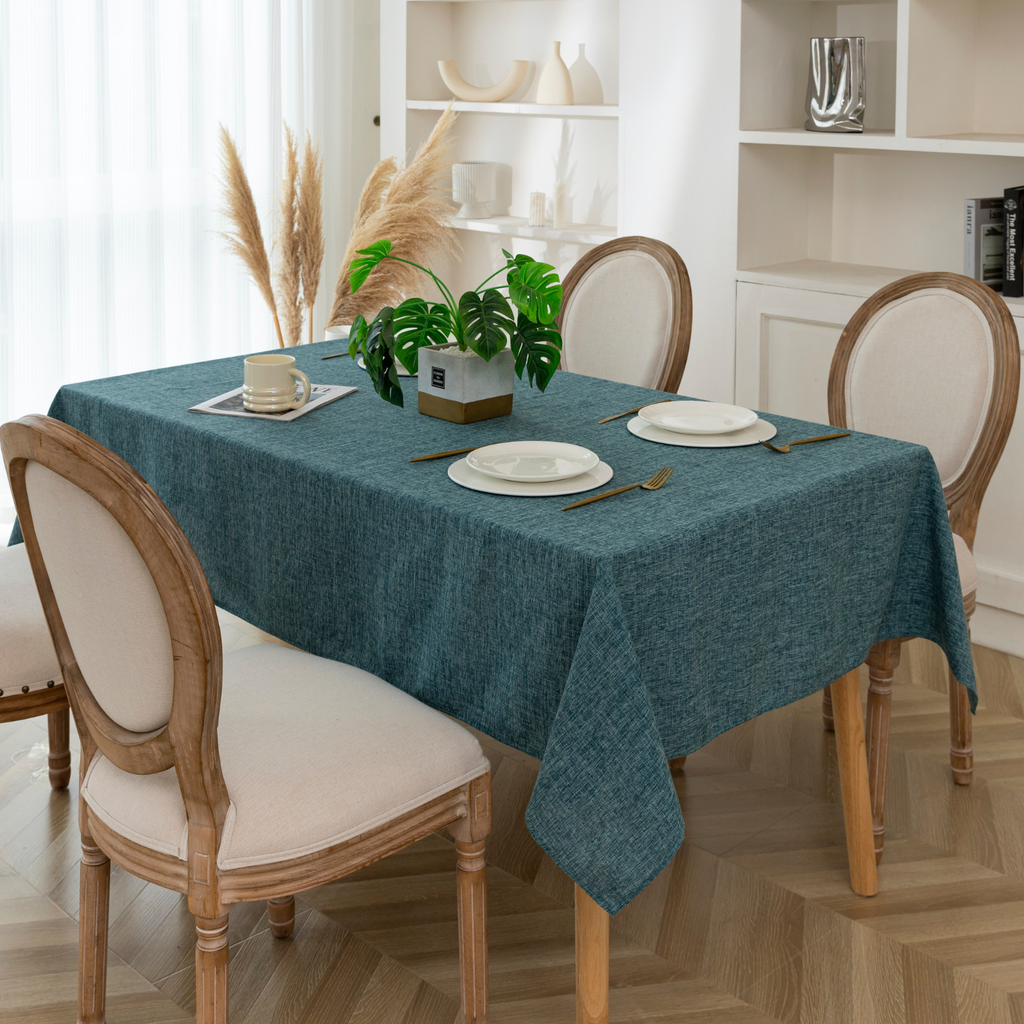 Textured Faux Linen Tablecloth