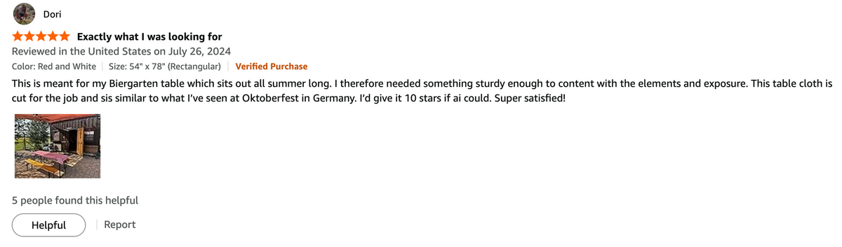 Customer review screenshot