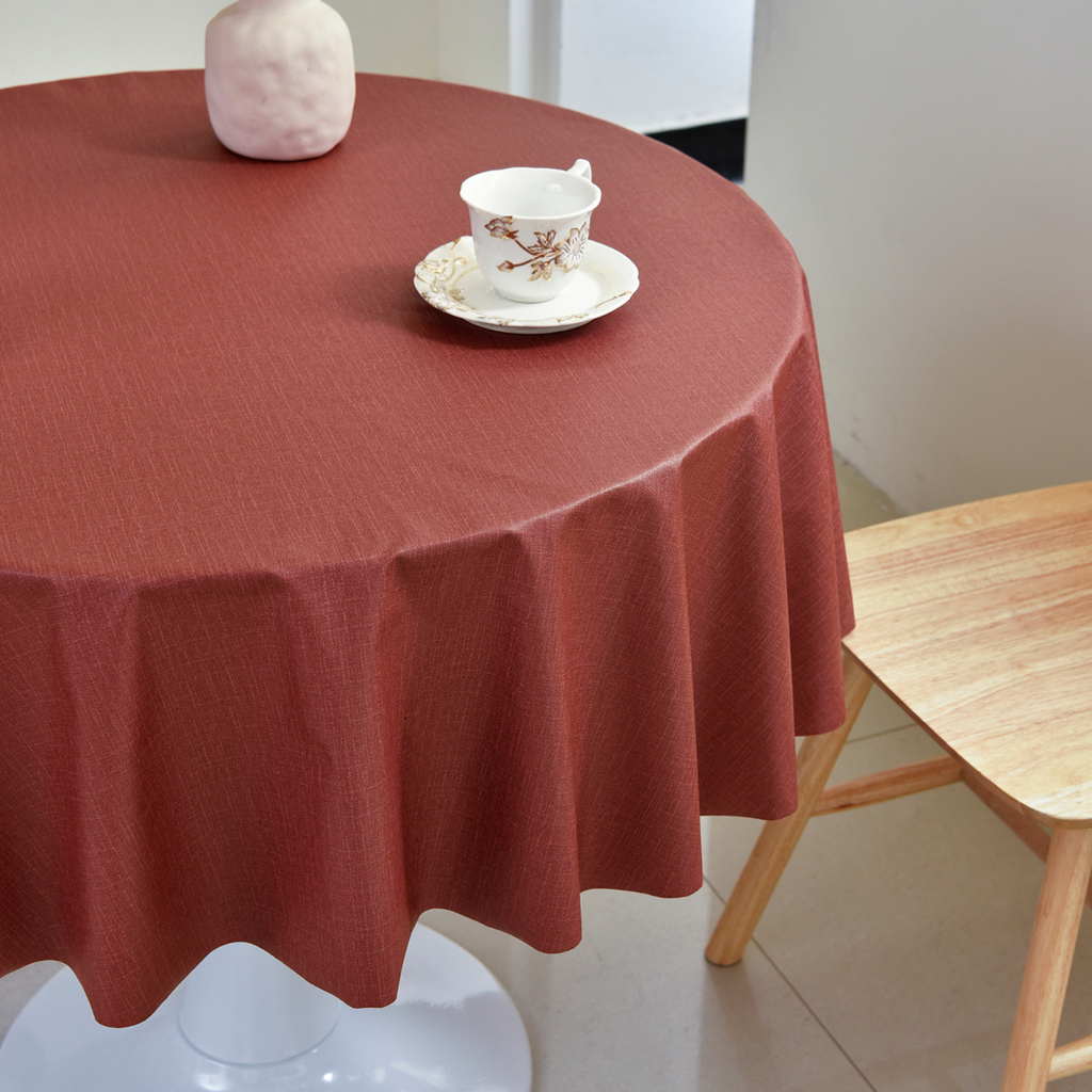 PVC Solid Color Tablecloth-Burgundy