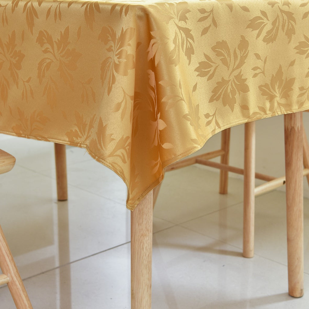 Classic Floral Jacquard Tablecloth – Mustard Yellow (Rectangle)