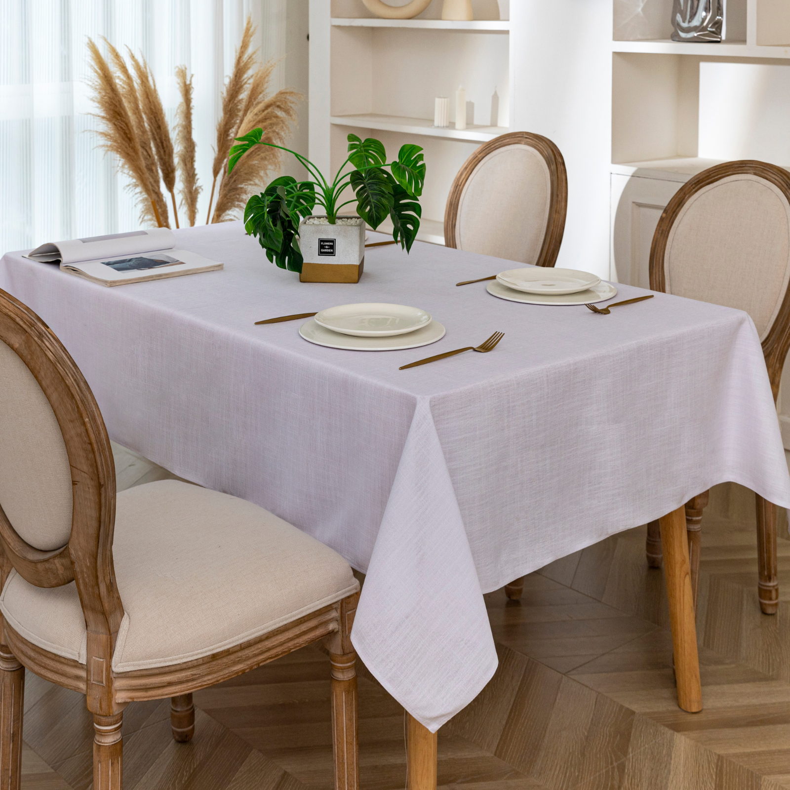 Textured Faux Linen Tablecloth