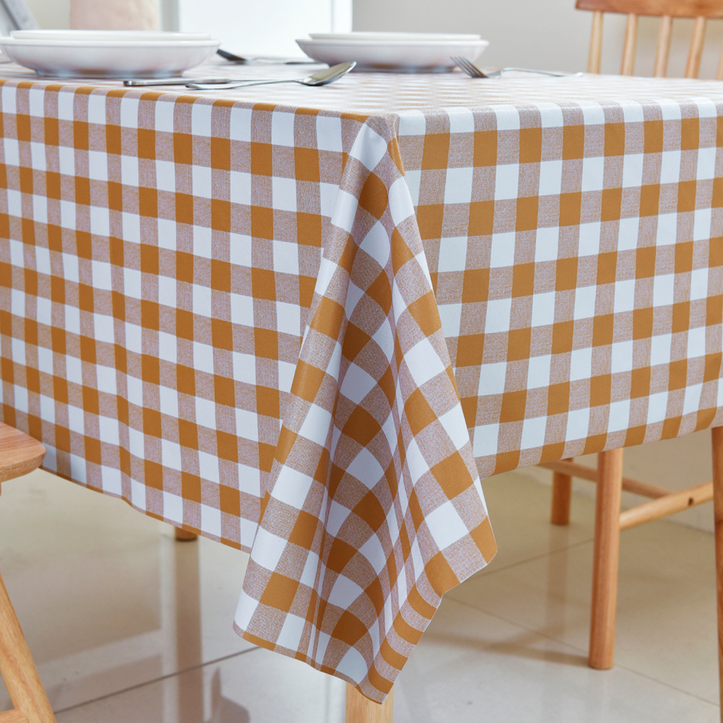 Waterproof PVC Checkered Tablecloth- coffee