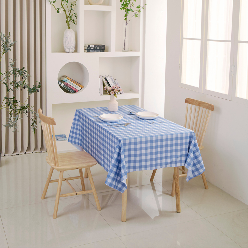 Waterproof PVC Checkered Tablecloth- Blue-L