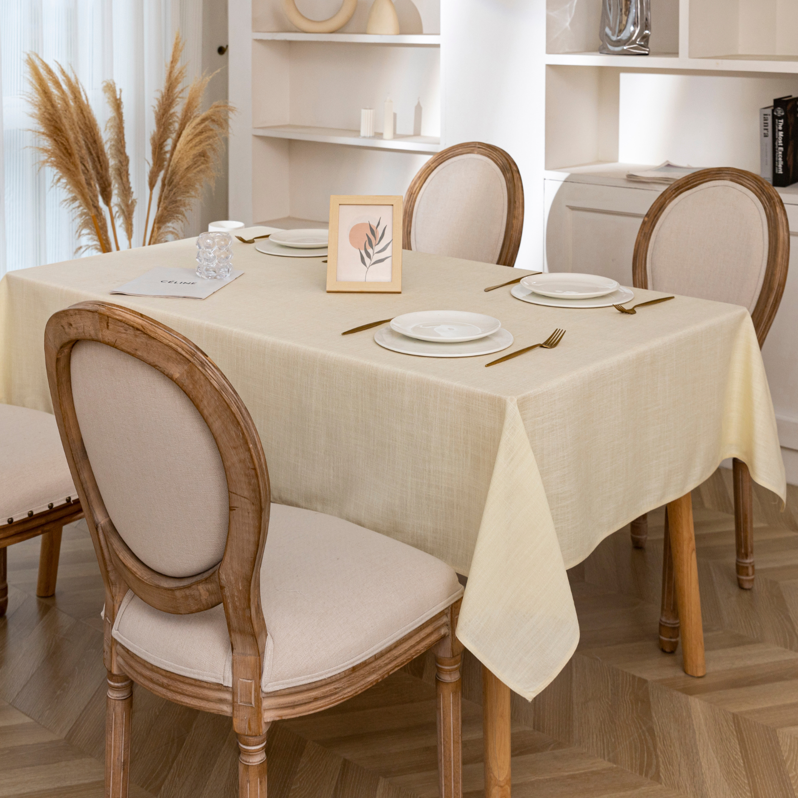 Textured Faux Linen Tablecloth