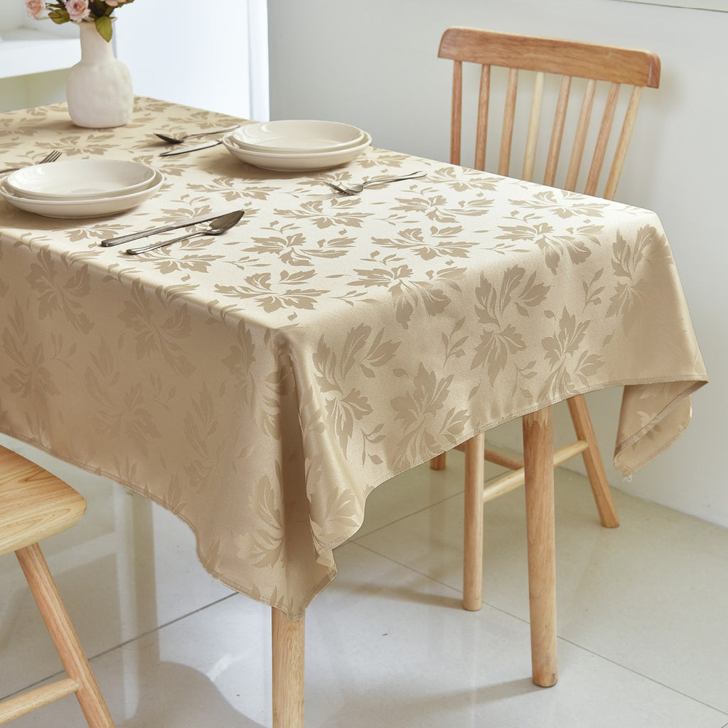 Classic Floral Jacquard Tablecloth – Champagne (Rectangle)