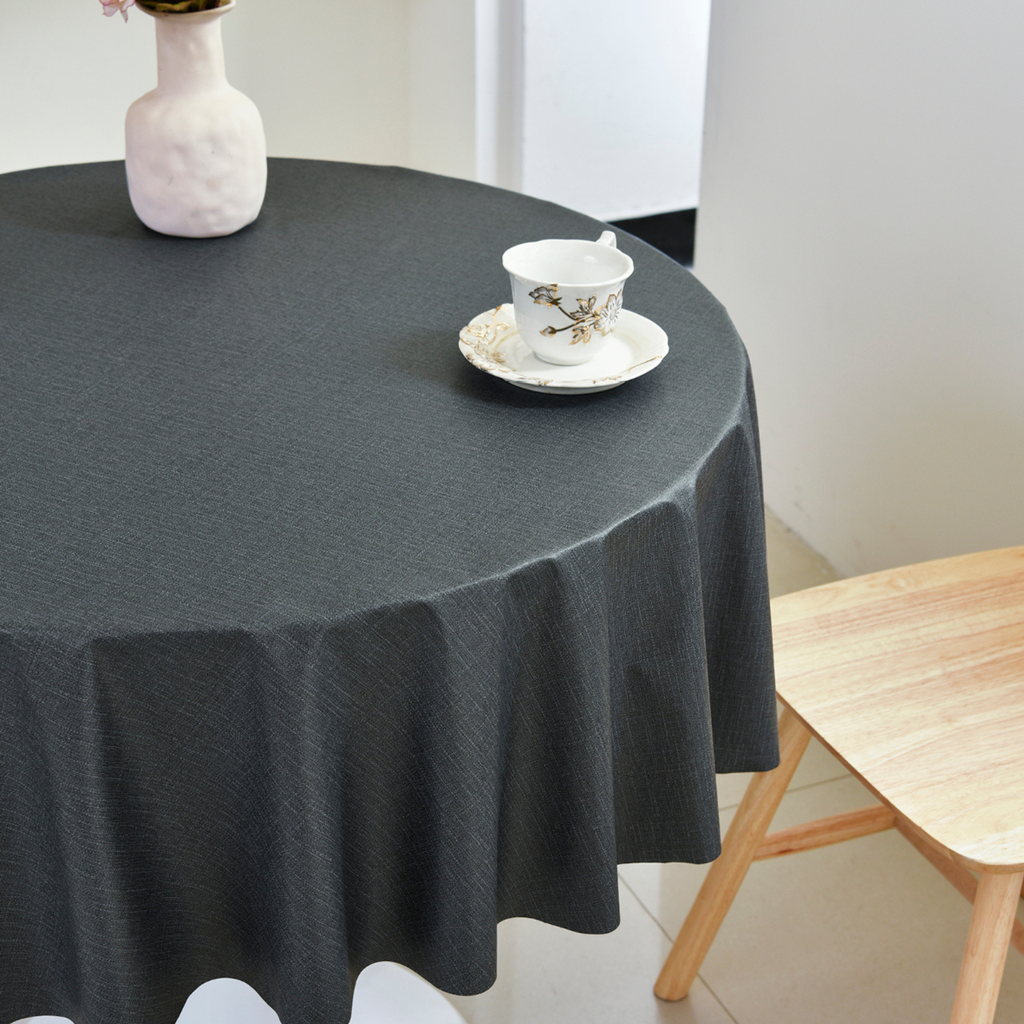 PVC Solid Color Tablecloth-Round-Black