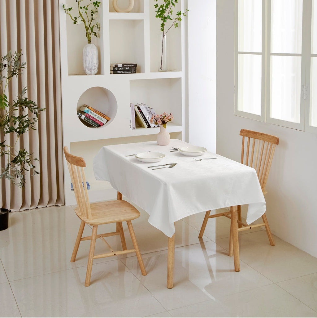 Ripple Texture Polyester Tablecloth-Rectangle-White