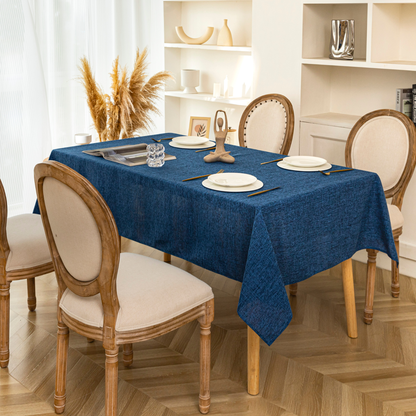 Textured Faux Linen Tablecloth