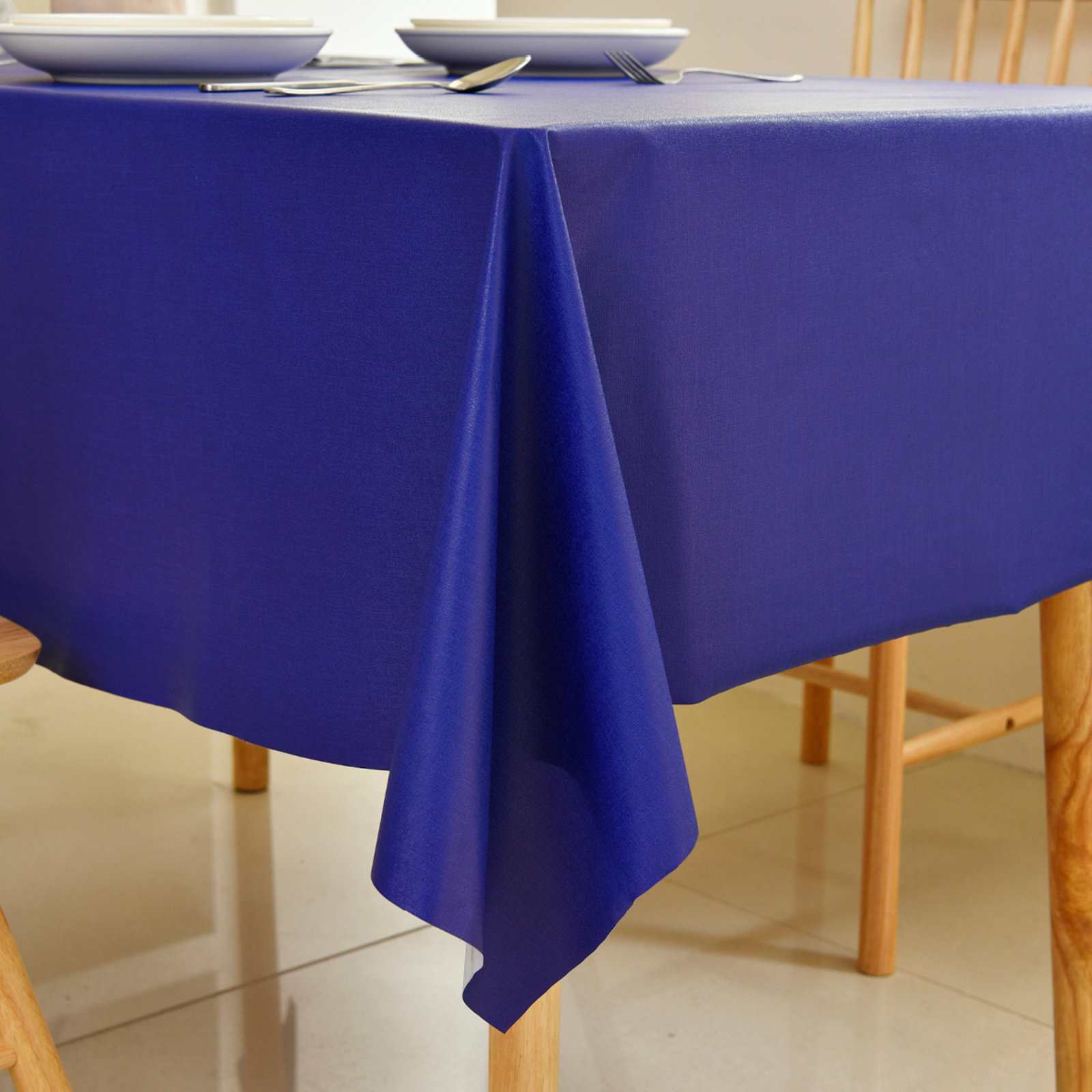 PVC Solid Tablecloth-Rectangle-Royal Blue