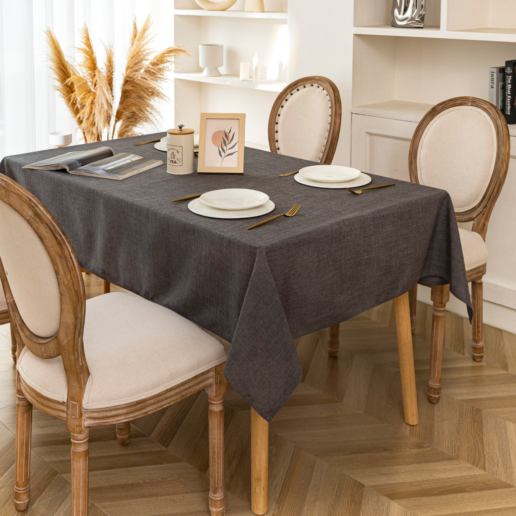 Textured Faux Linen Tablecloth