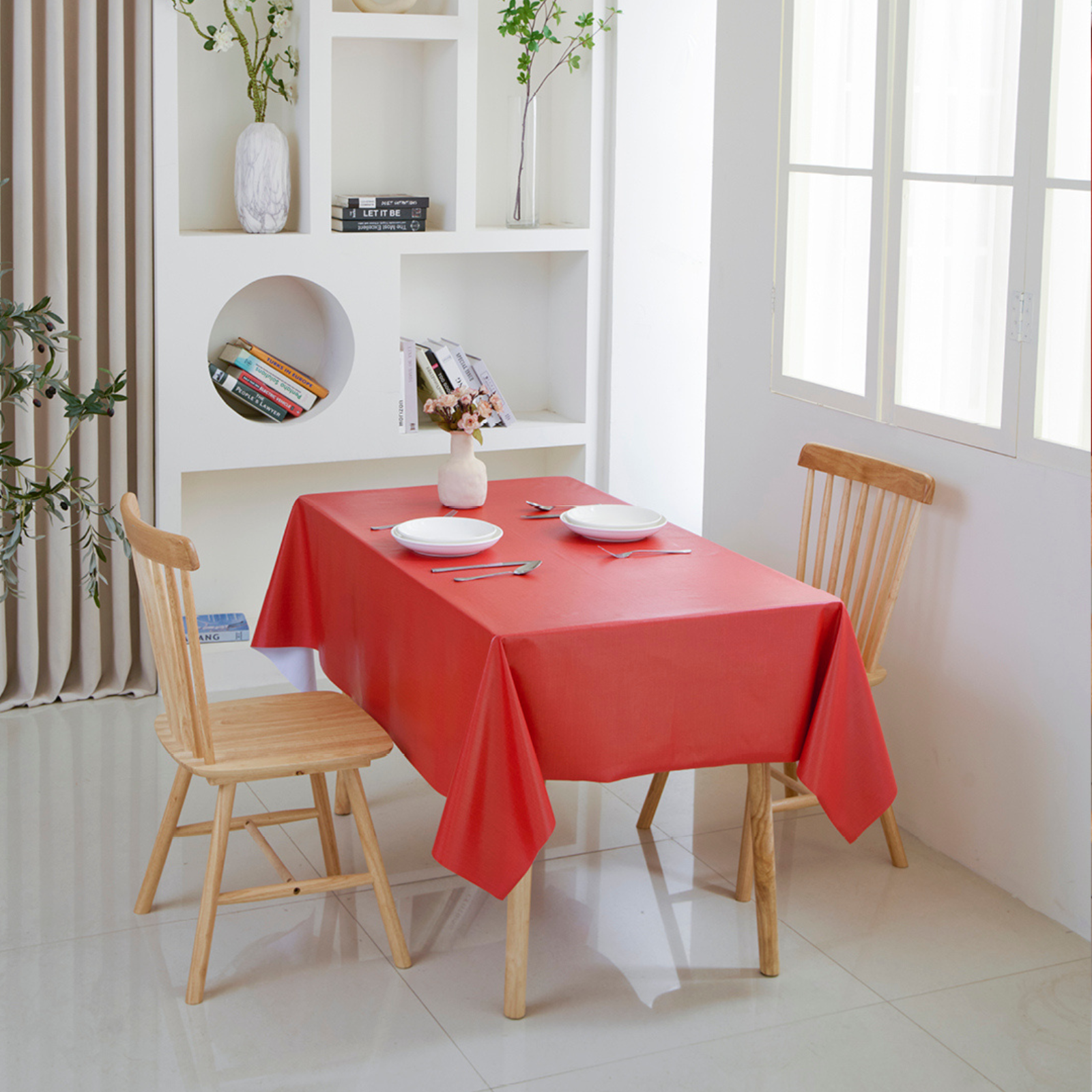PVC Solid Tablecloth-Rectangle-Terracotta