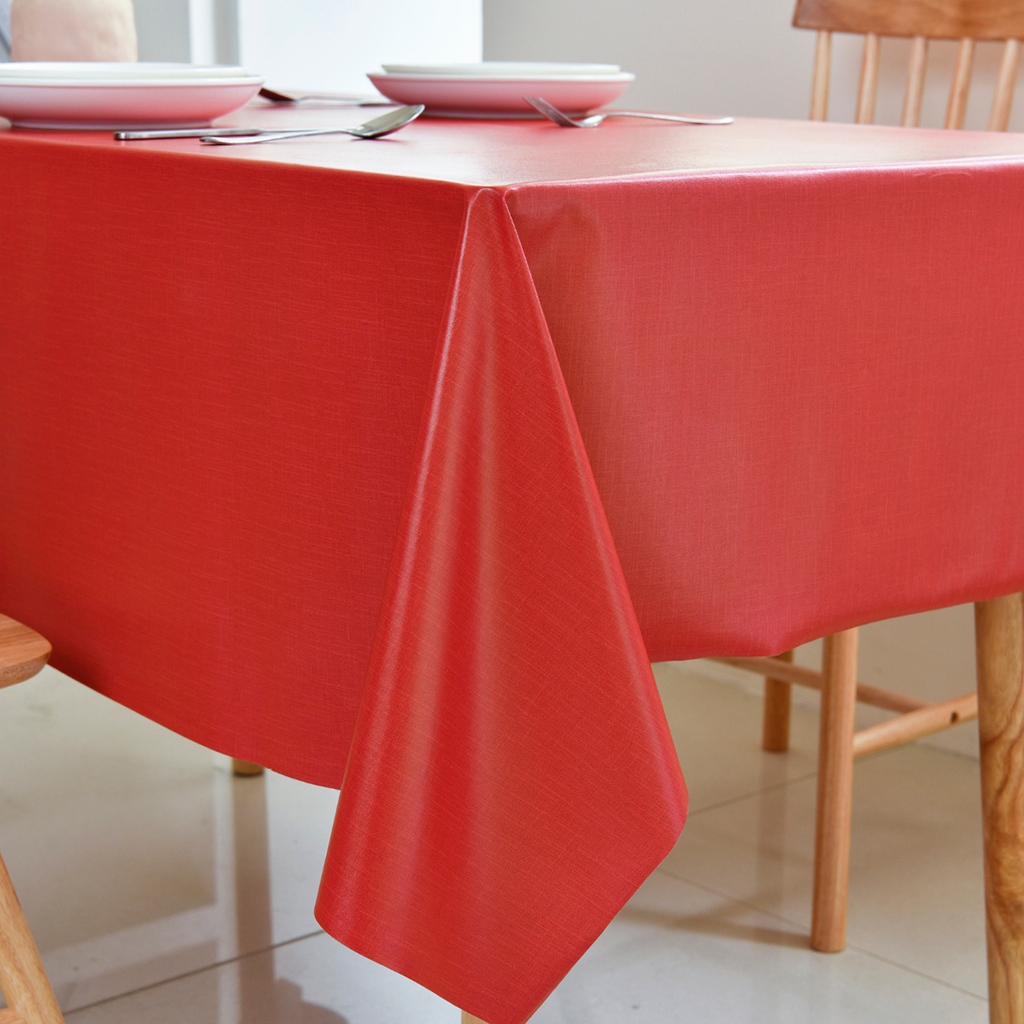 PVC Solid Tablecloth-Rectangle-Terracotta
