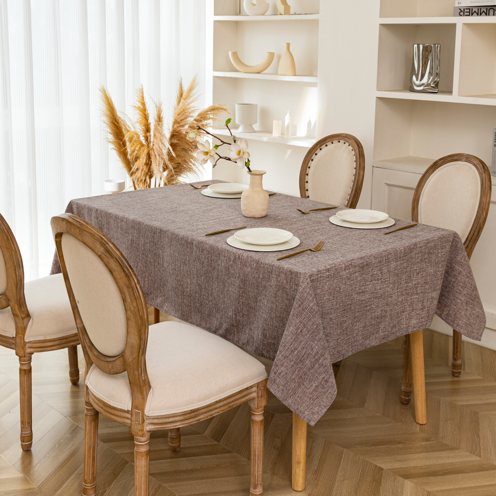 Textured Faux Linen Tablecloth