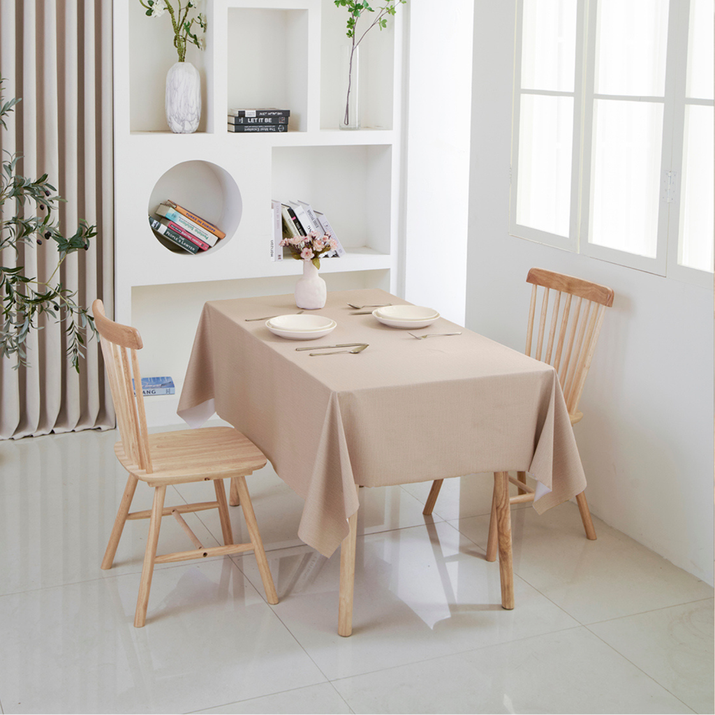 PVC Solid Color Tablecloth-Beige