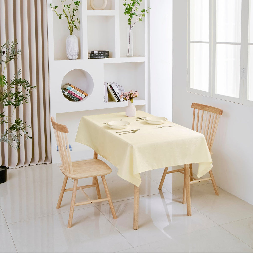 Ripple Texture Polyester Tablecloth-Rectangle-Beige