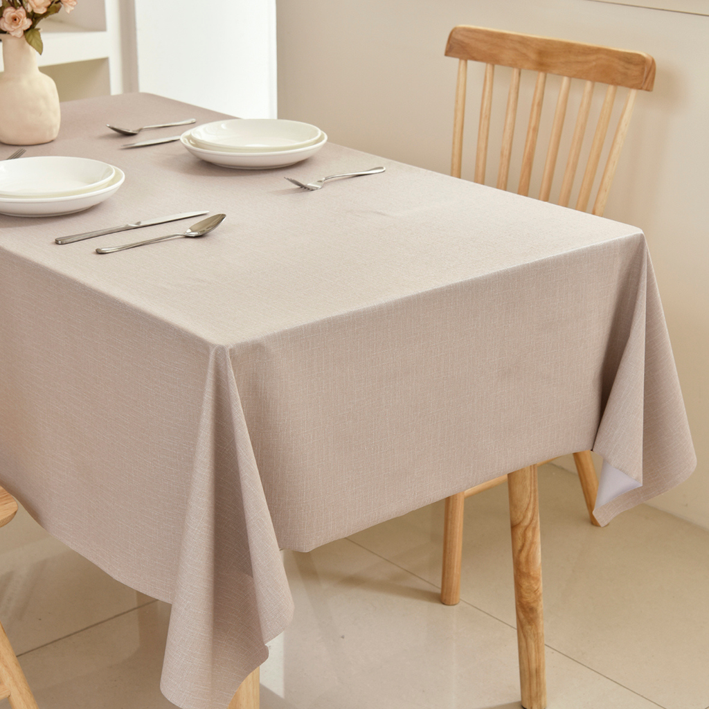 PVC Solid Tablecloth-Rectangle-Beige