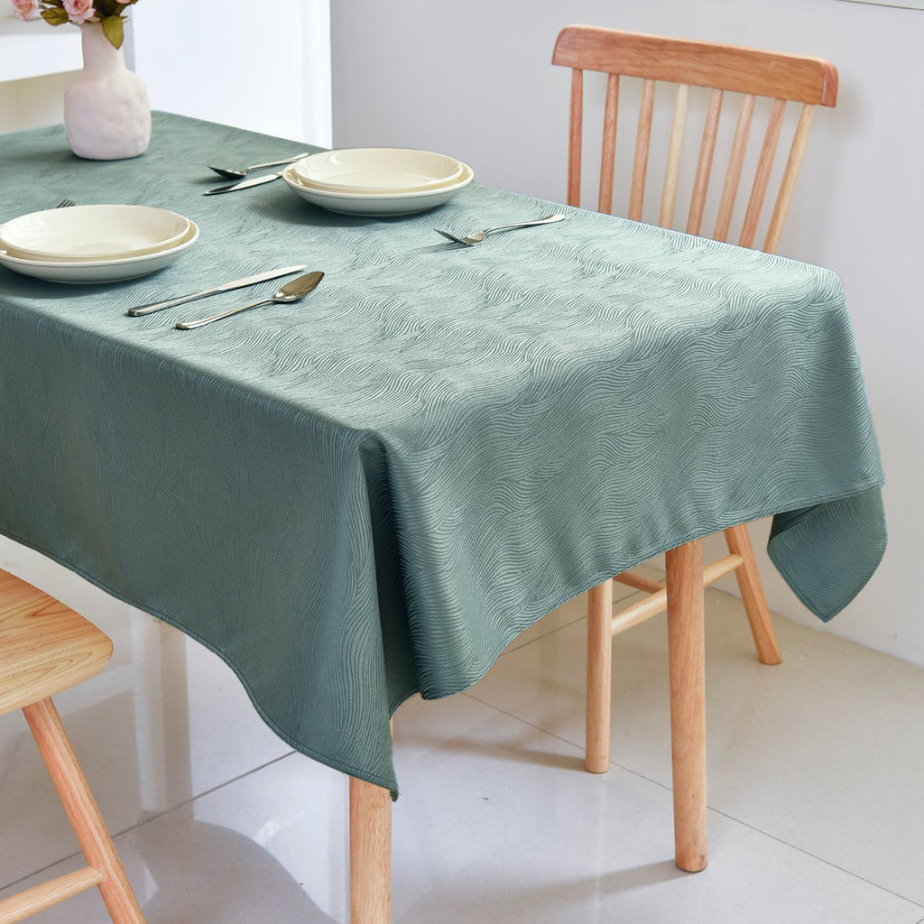 Ripple Texture Polyester Tablecloth-Rectangle-Green