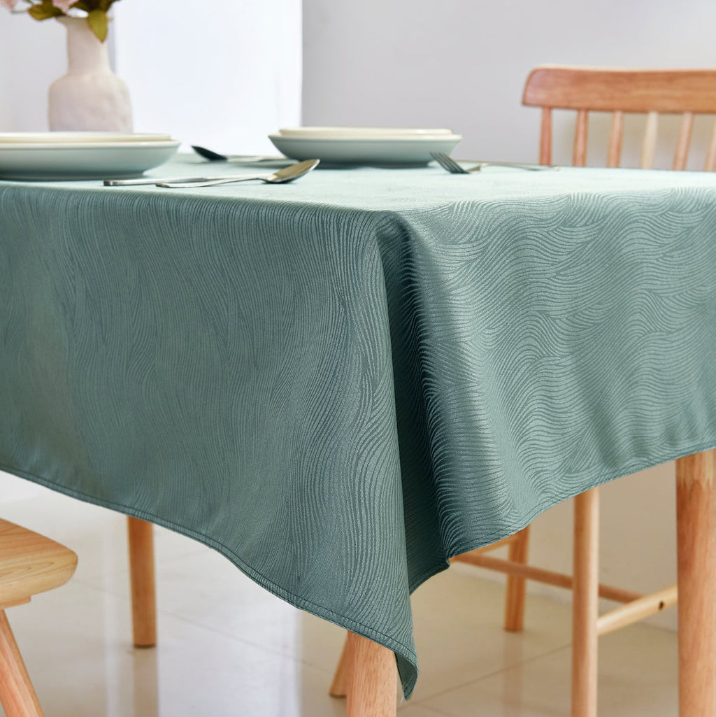 Ripple Texture Polyester Tablecloth-Rectangle-Green