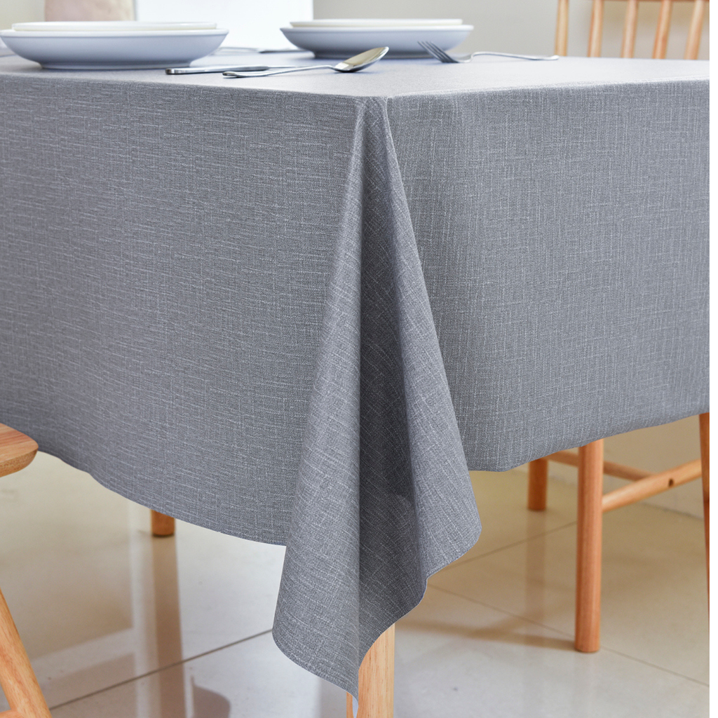 PVC Solid Color Tablecloth-Gray