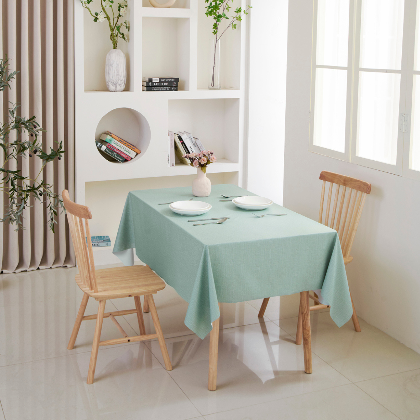 PVC Solid Color Tablecloth-Sage Green
